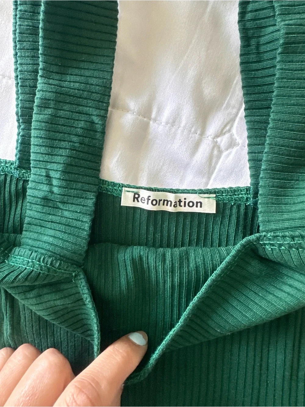 Reformation Emerald Ribbed Square-Neck Tank - Picture 2 of 4